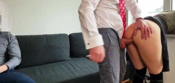 Wife fucks her boss and husband to find out more pocket money on myfanstube.com